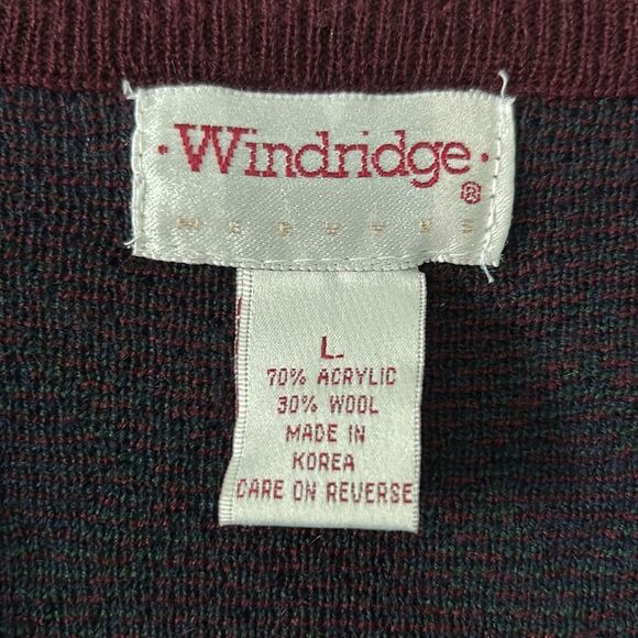 Vintage Burgundy and Green Diamond Knit Vest Size L - Picture 2 of 8